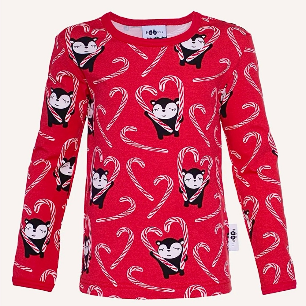 Paapii Long Sleeve Red Holiday Top 5-6y